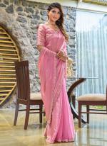 Sattin Silk Pink Wedding Wear Hand Work Saree